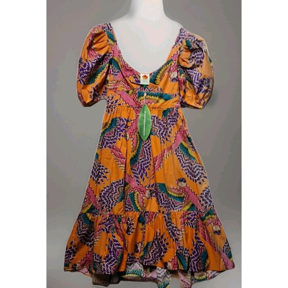 Farm Rio Beaded Macaws Midi Dress Multicolor Small NWT Resort Beachy Boho
